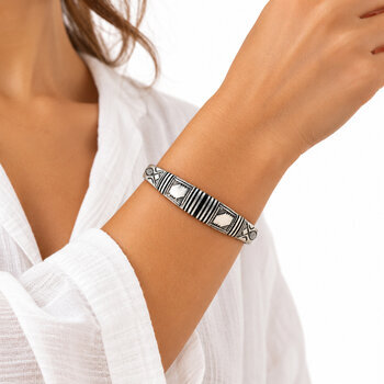 Tuareg Sterling Silver and Ebony Bracelet � Worn on the Wrist