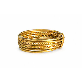 Multi-Band Brass Ring � Smooth and Twisted Band Detail