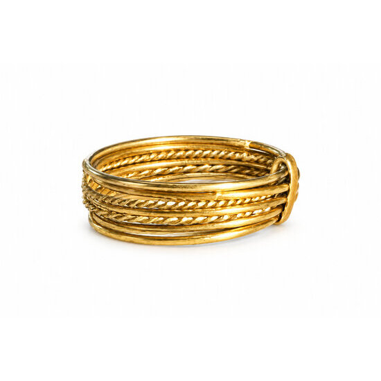 Multi-Band Brass Ring � Smooth and Twisted Band Detail