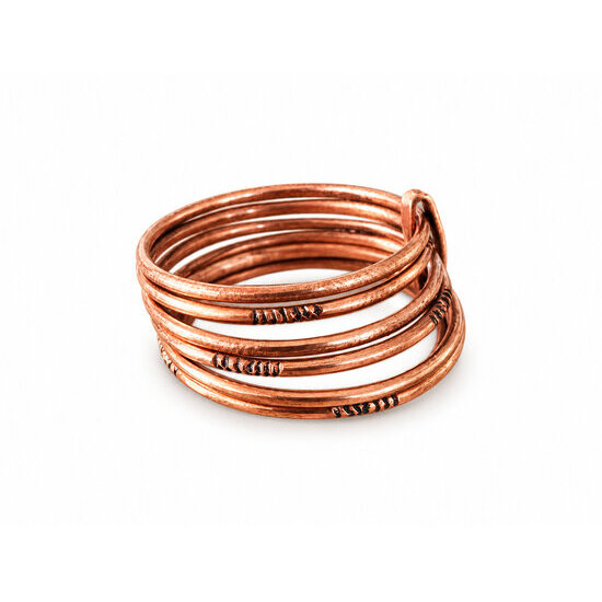 Solid Copper Seven-Band Ring – Unisex Handmade Ring