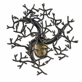 Yellow Recycled Metal Baobab Tree – Freestanding Sculpture, 60 cm Handcrafted Recycled Metal Baobab – Branch Detail Viewed from Above