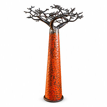 Handmade Baobab Tree, 60 cm � Textured Orange Trunk and Dark Branches