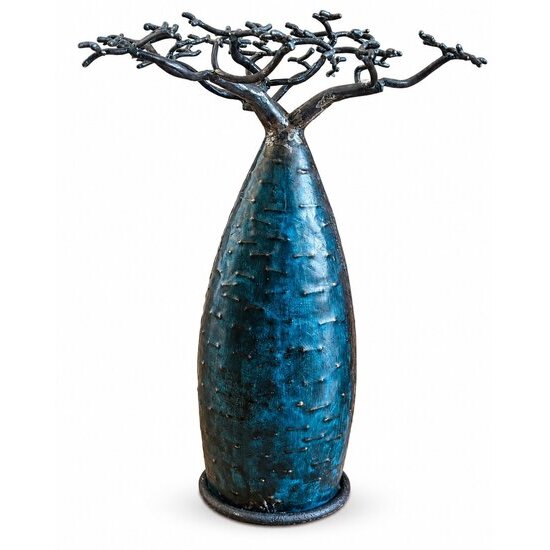 Blue Recycled Metal Baobab � Decorative Tree Sculpture, 40 cm