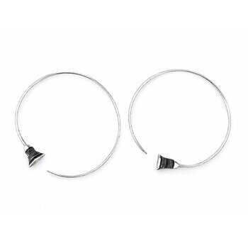 Handmade Tuareg Hoop Earrings � Sterling Silver and Ebony Pair