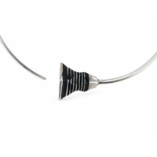 Tuareg Sterling Silver Hoop Detail � Flared Ebony Wood Design