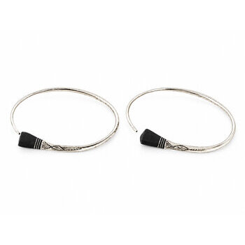 Hand-Engraved Tuareg Hoops � Sterling Silver and Ebony Wood