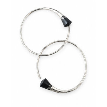 Engraved Silver Hoop Earrings � Handmade 40 mm Pair