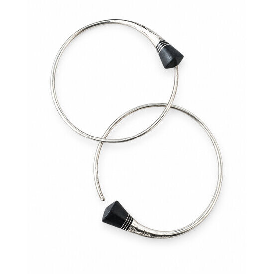 Engraved Silver Hoop Earrings � Handmade 40 mm Pair