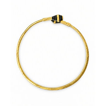 Brass and Ebony Crossover Bangle – Adjustable, Handmade Handmade Brass and Ebony Crossover Bangle – Top View